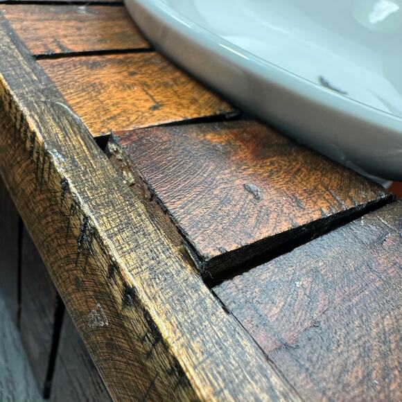 Rustic Wood Elevated Pet Feeder Farmhouse Country Style Cat Dog Feeder 17x8x6 - Picture 10 of 15